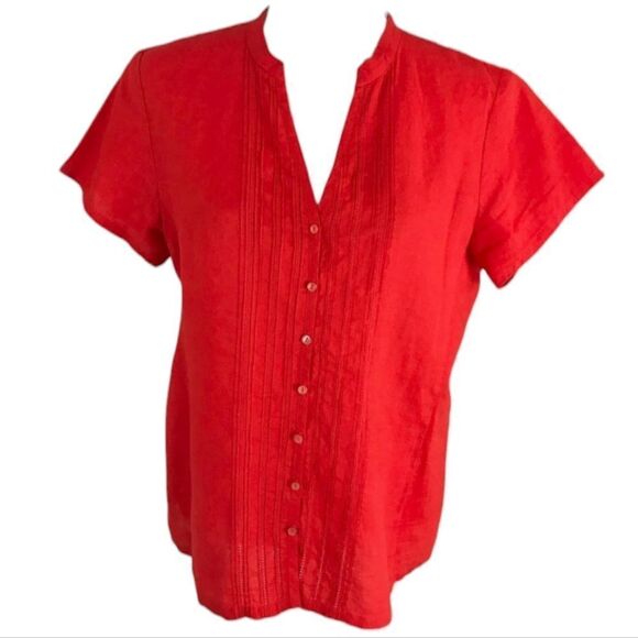Eileen Fisher bright orange Handkerchief Irish Linen top size M - Picture 1 of 9